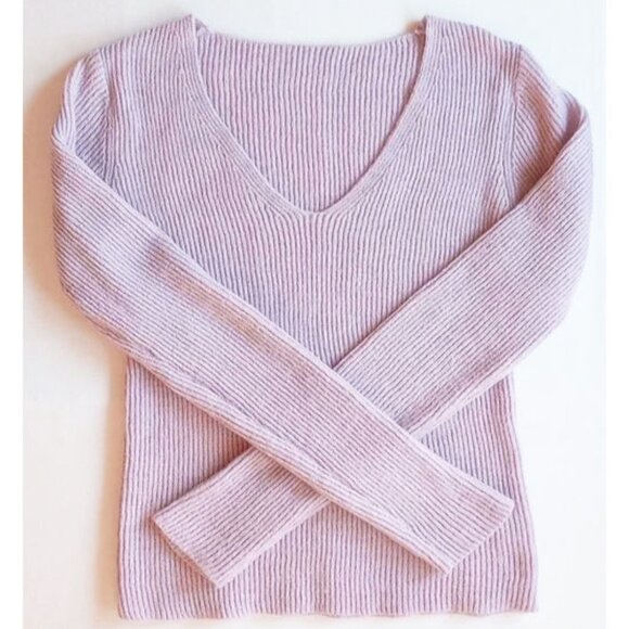 Shein V-Neck Soft Ribbed Knit Long Sleeve Sweater M Lavender Heather - Picture 1 of 3